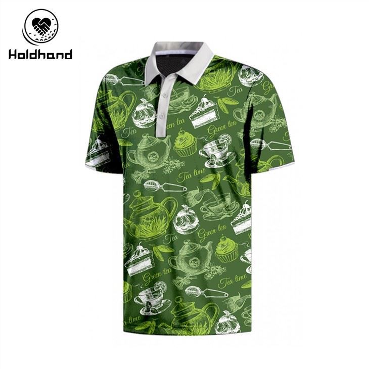 Gold Rose Floral Print Polo Black Polo Shirt