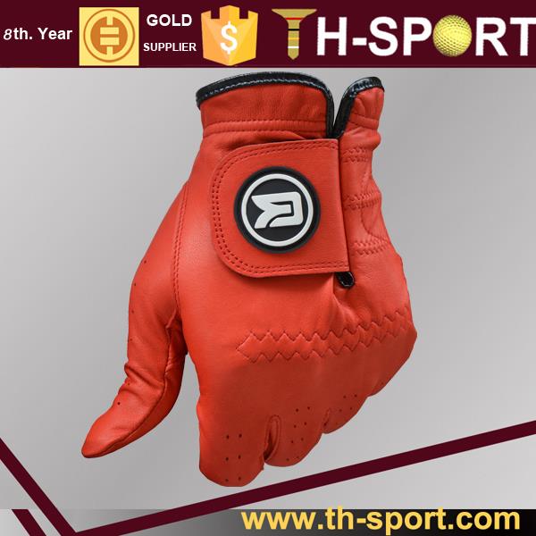 Orange Custom Cheap Cabretta Leather Golf Gloves