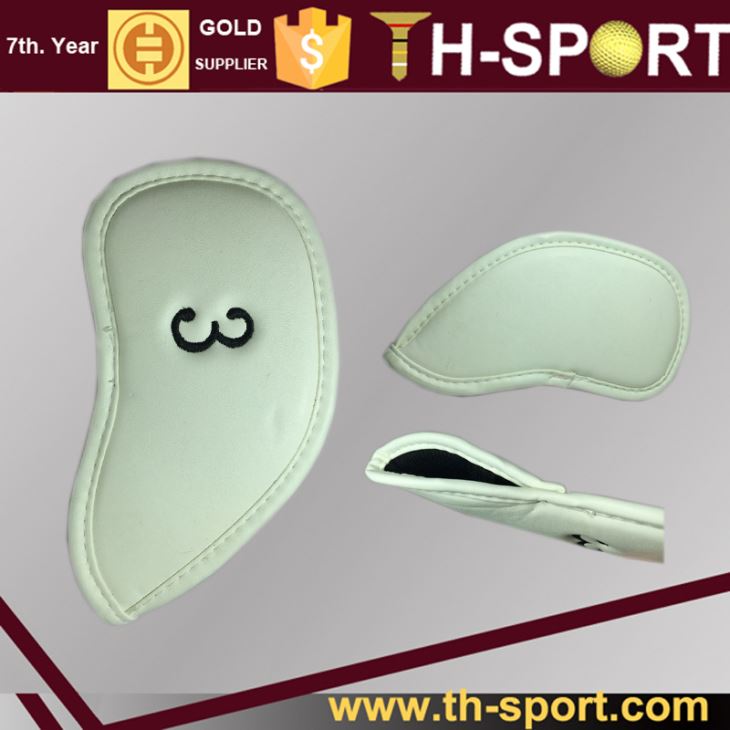 10pcs/set White Synthetic Leather GOlf Iron Headcover
