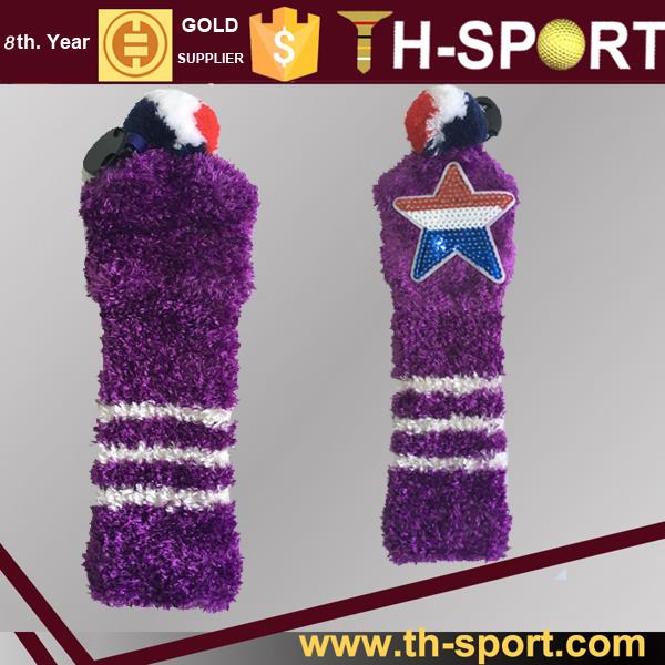 Purple Soft Flannel Headcover In Golf Set ( Driver, Faiway, Hybrid )