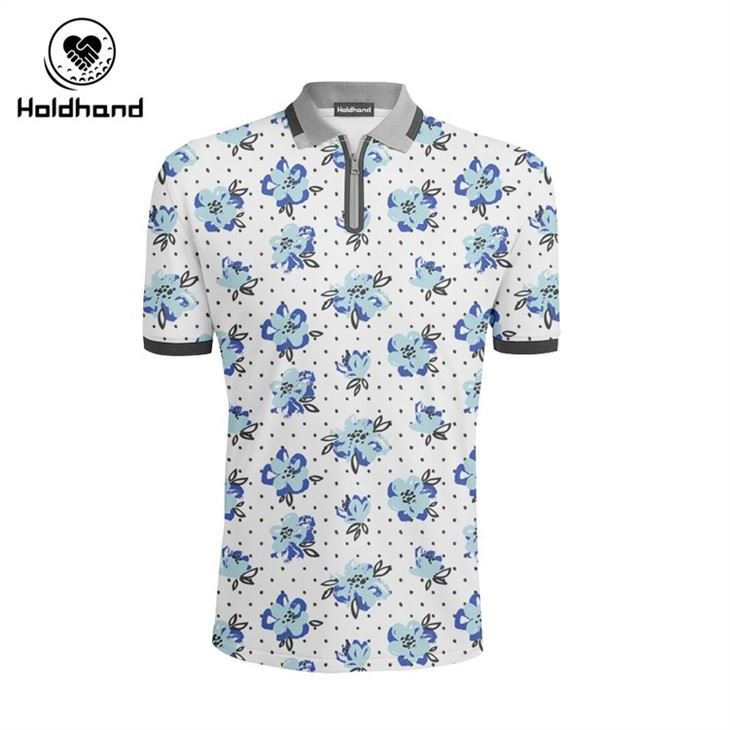 Custom Golf Polo T Shirt FOR MEN Digital Full Printing Flower Style HIGH QUALITY