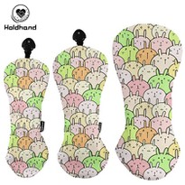 Golf PU Leather Rabbit Embroidery White/Black Driver Fairway Hybrid Golf Wood Headcover
