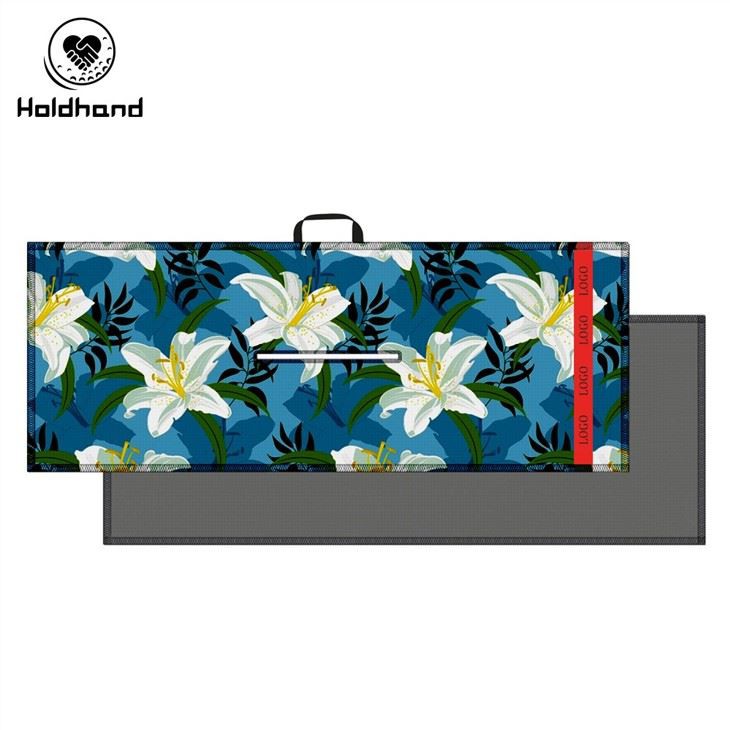 Black Golf Towel White Pigeon Print Microfiber Towel