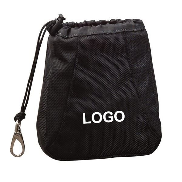 Black Golf Valuable Pouch With Top Drawstring Closure