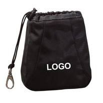 Black Golf Valuable Pouch With Top Drawstring Closure