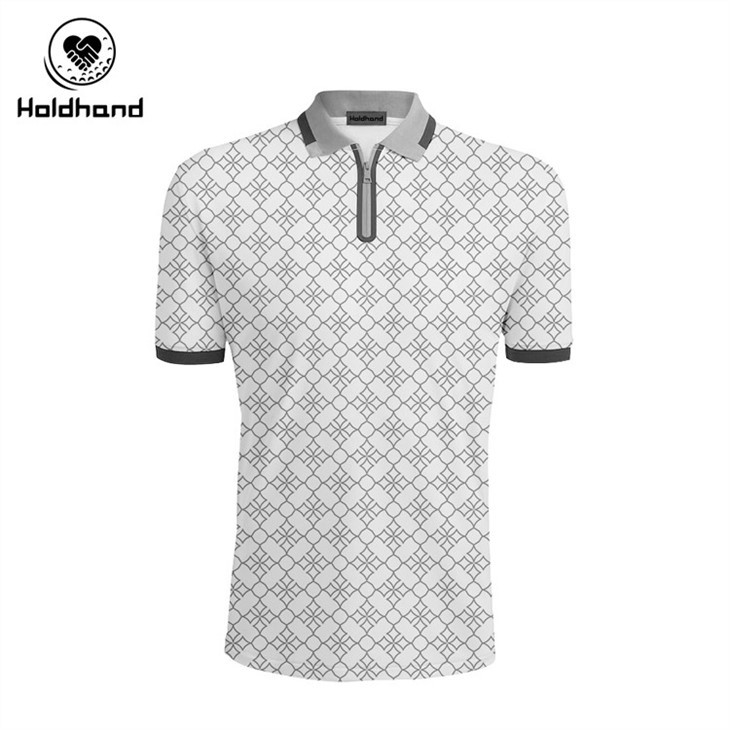 Black White Printing Fashion Design Golf Shirts For Men Dry Fit Short Sleeve Print Performance Moisture Wicking Polo Shirt