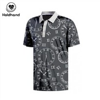 Clock Printed Gray Golf Polo Custom Logo