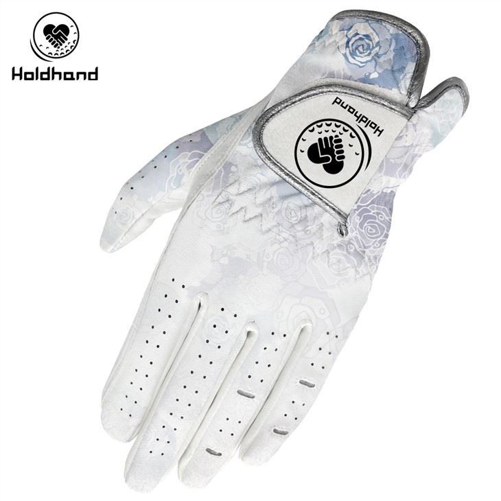 Custom Logo Of Pale Purple Rose Printed Sheepskin Mixed With PU Leather Gloves