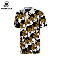 Fashion Printed Europe And America Men's Polo Golf Polo Shirt Pure Cotton Sweat Absorption Soft