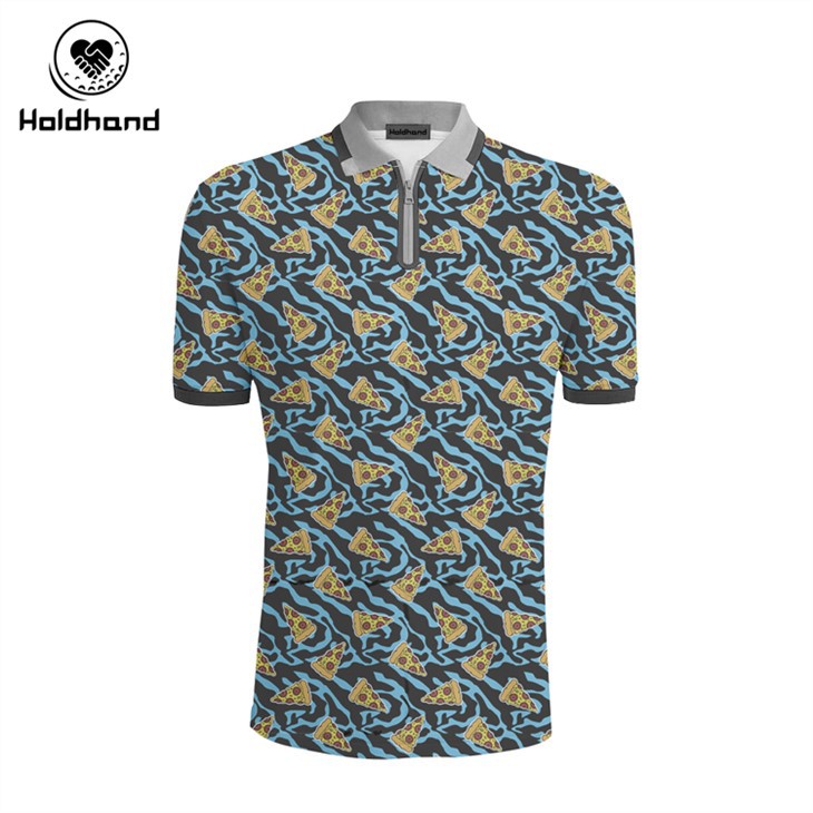 Full Printing Design Golf Shirts For Men Dry Fit Short Sleeve Print Performance Moisture Wicking Polo Shirt