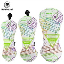 Golf Driver Head Cover With Green Pattern Label PU Leather Printed Head Cover