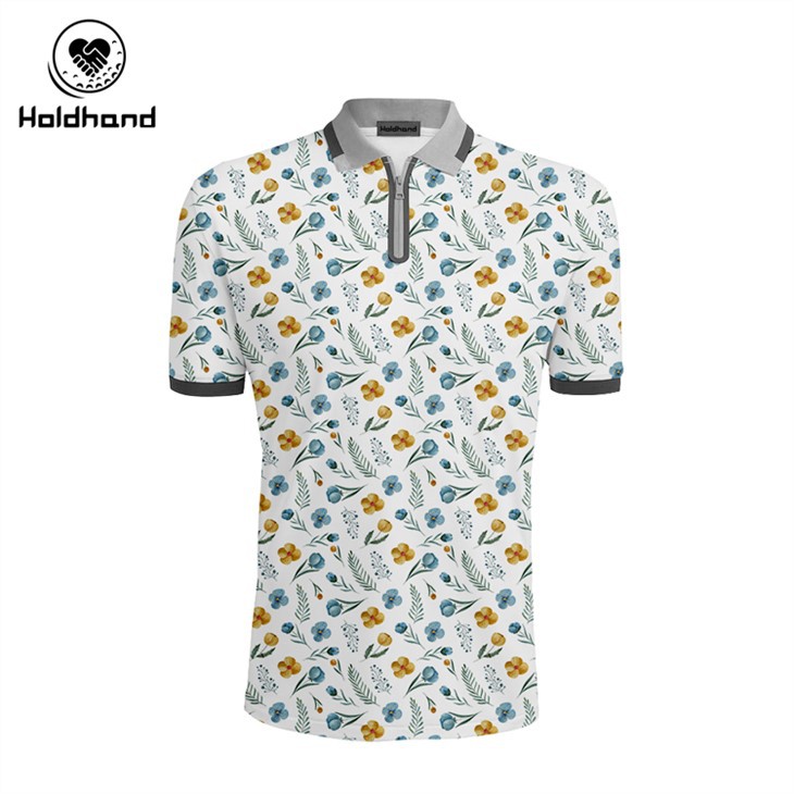 Golf Polo Polyester Spandex Flower Art Style Design Manufacturer