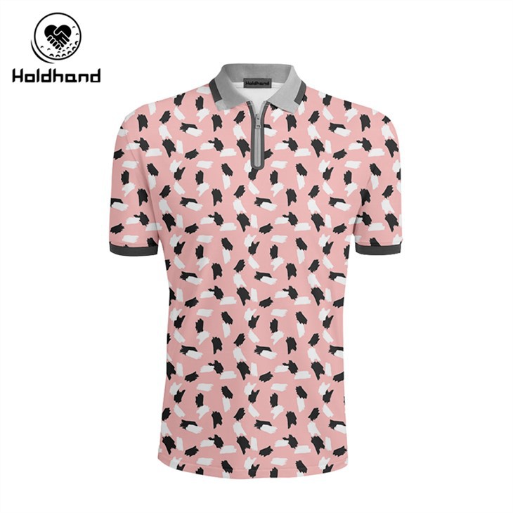 Golf Polo Polyester Spandex Pink Blue Color Digital Printing Design Manufacturer