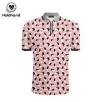 Golf Polo Polyester Spandex Pink Blue Color Digital Printing Design Manufacturer