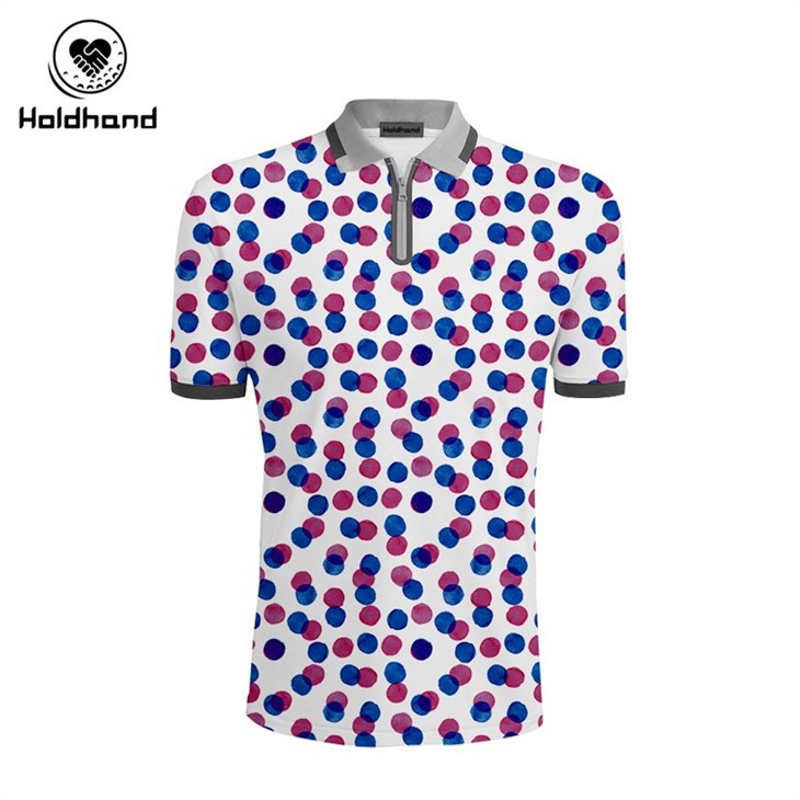 Golf Shirts For Men Dry Fit Short Sleeve Two Color Circle Point Print Performance Moisture Wicking Polo Shirt