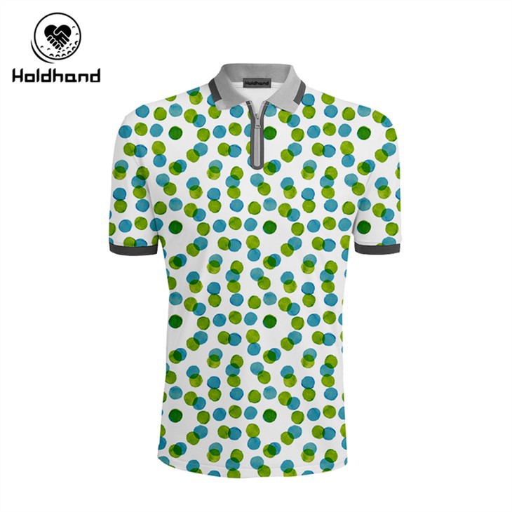 Golf Shirts For Men Dry Fit Short Sleeve Two Color Circle Point Print Performance Moisture Wicking Polo Shirt