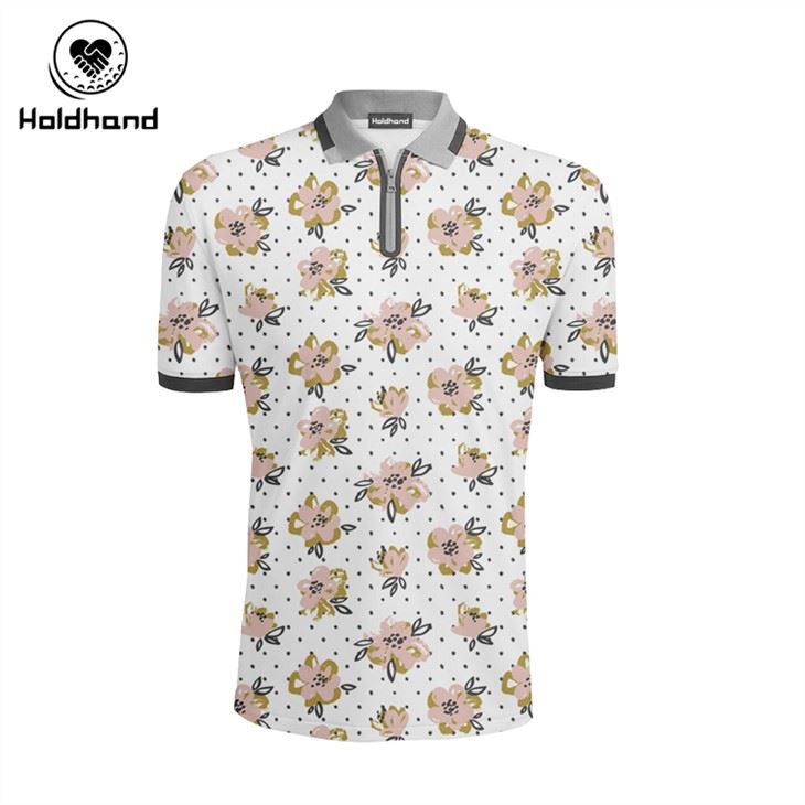 Custom Golf Polo T Shirt FOR MEN Digital Full Printing Flower Style HIGH QUALITY