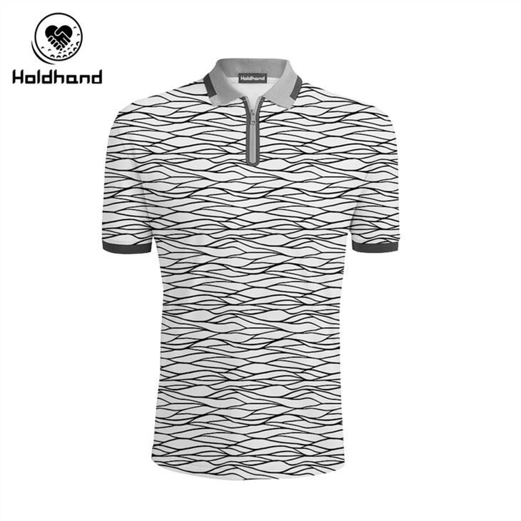 Custom Golf Polo T Shirt HIGH QUALITY FOR MEN Digital Full Printing Black White Geometry Style