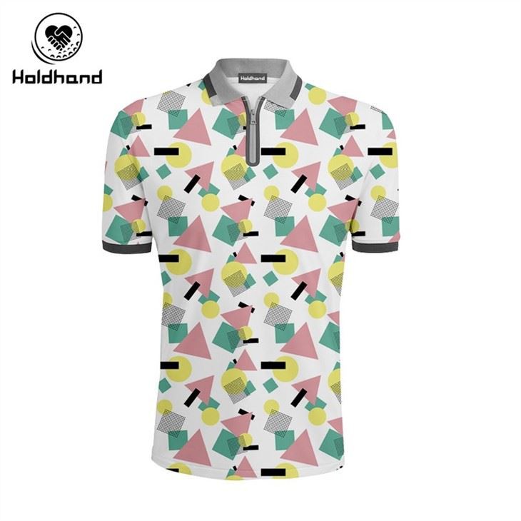Digital Full Printing New Fashion Geometry StyleGeometry Style HIGH QUALITY Custom Golf Polo T Shirt FOR MEN