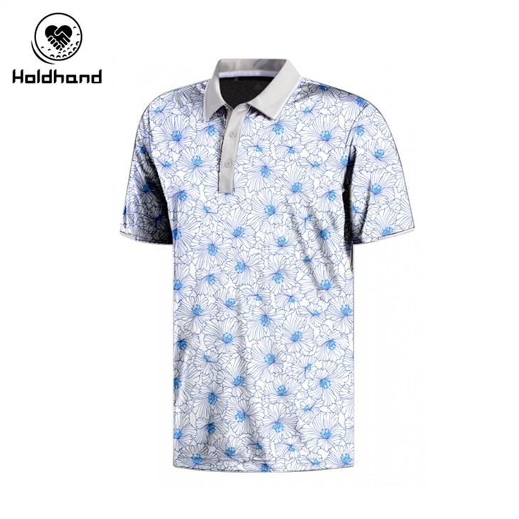 HIGH QUALITY Mens Golf Polo Shirts Custom Flowers Style Design Made in China
