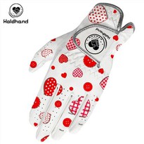 Ladies' Golf PU Leather Gloves With Red Love Print