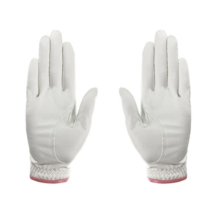 Majestic White&pink Microfiber Lady's Golf Gloves For Two Hands