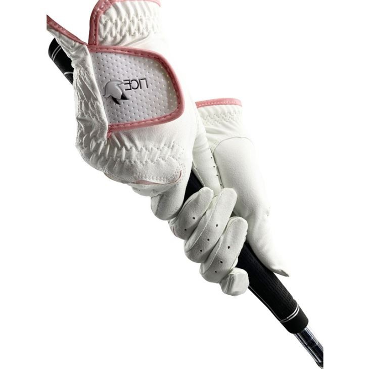 Majestic White&pink Microfiber Lady's Golf Gloves For Two Hands