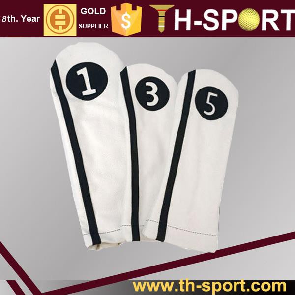 Black & White Handmade Leather Golf Head Cover In 1#, 3#, 5#