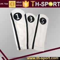 Black & White Handmade Leather Golf Head Cover In 1#, 3#, 5#