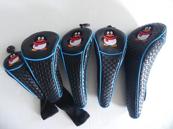 Woven Pattern PU Leather Golf Headcover Set