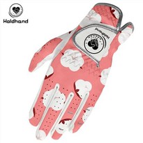 Pink Golf Gloves With Cotton Pattern Custom Logo Lady's Glove