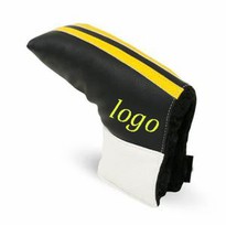 Premuim Pu Leather Black With Shining Golden Stripe Putter Head Covers